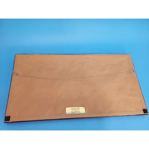 E Smithson  Framed Gray Cat Folk Art Sleeping Kitty Garden Flowers Pansy 17"x9" - Picture 4 of 7